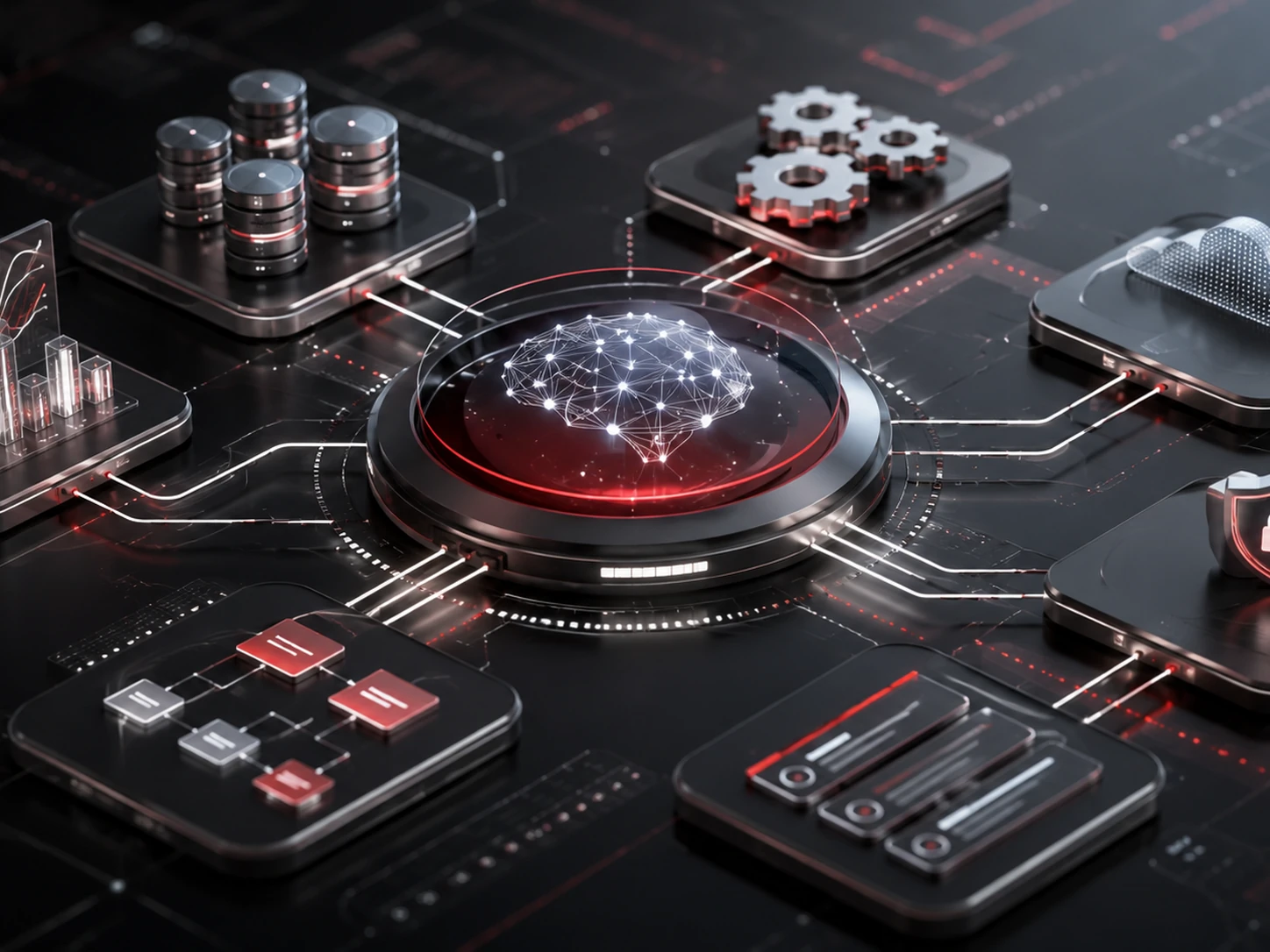 Abstract AI orchestration, governance and agent enablement visual