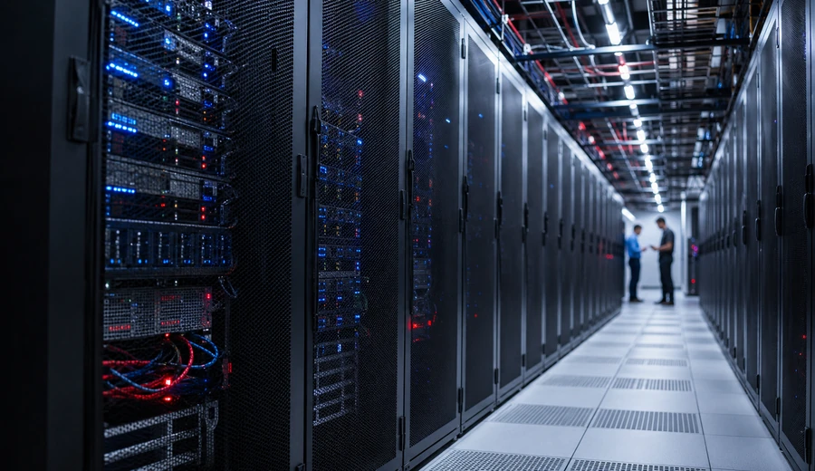 Modern data center aisle