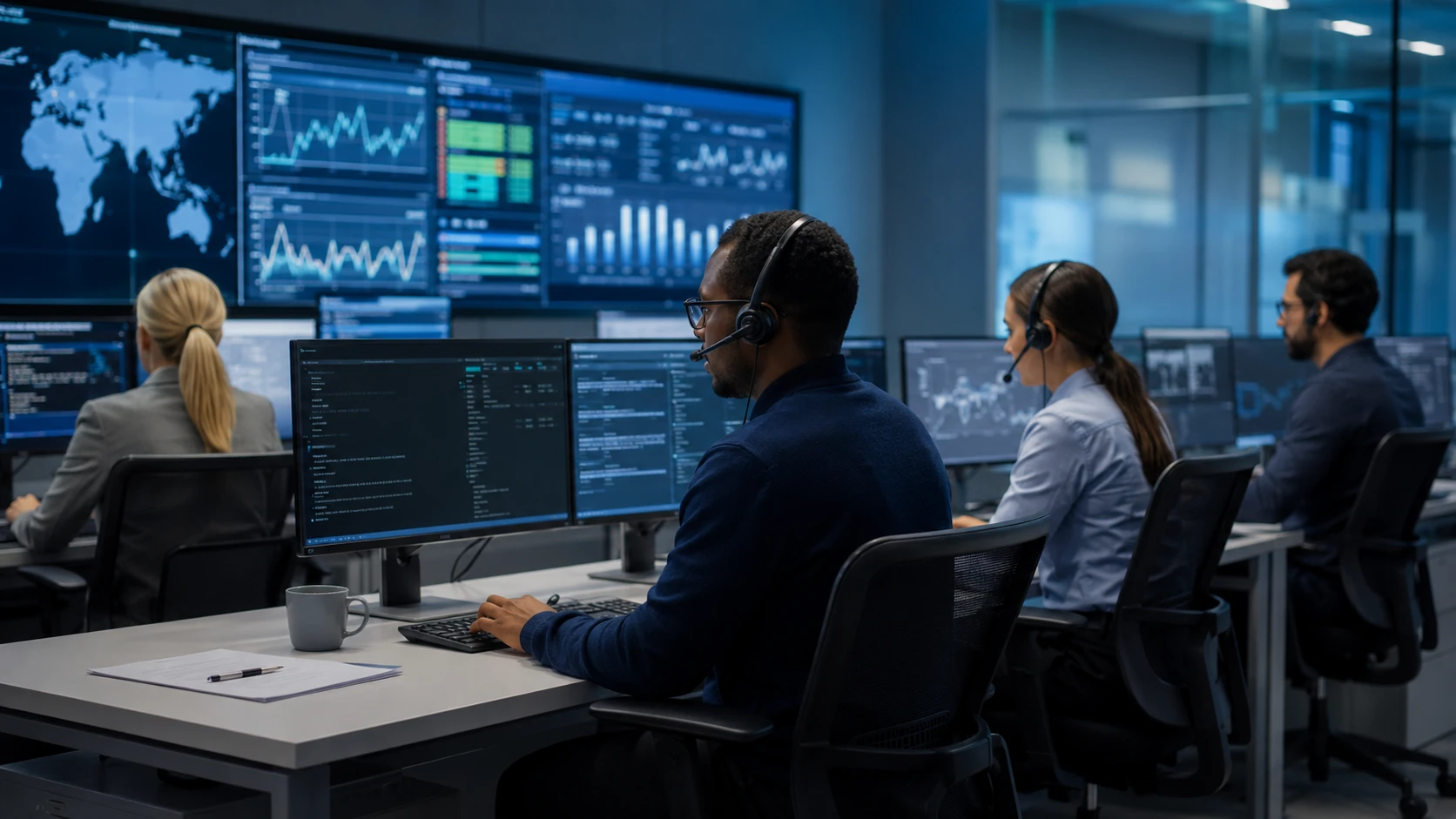 Managed IT services team at work
